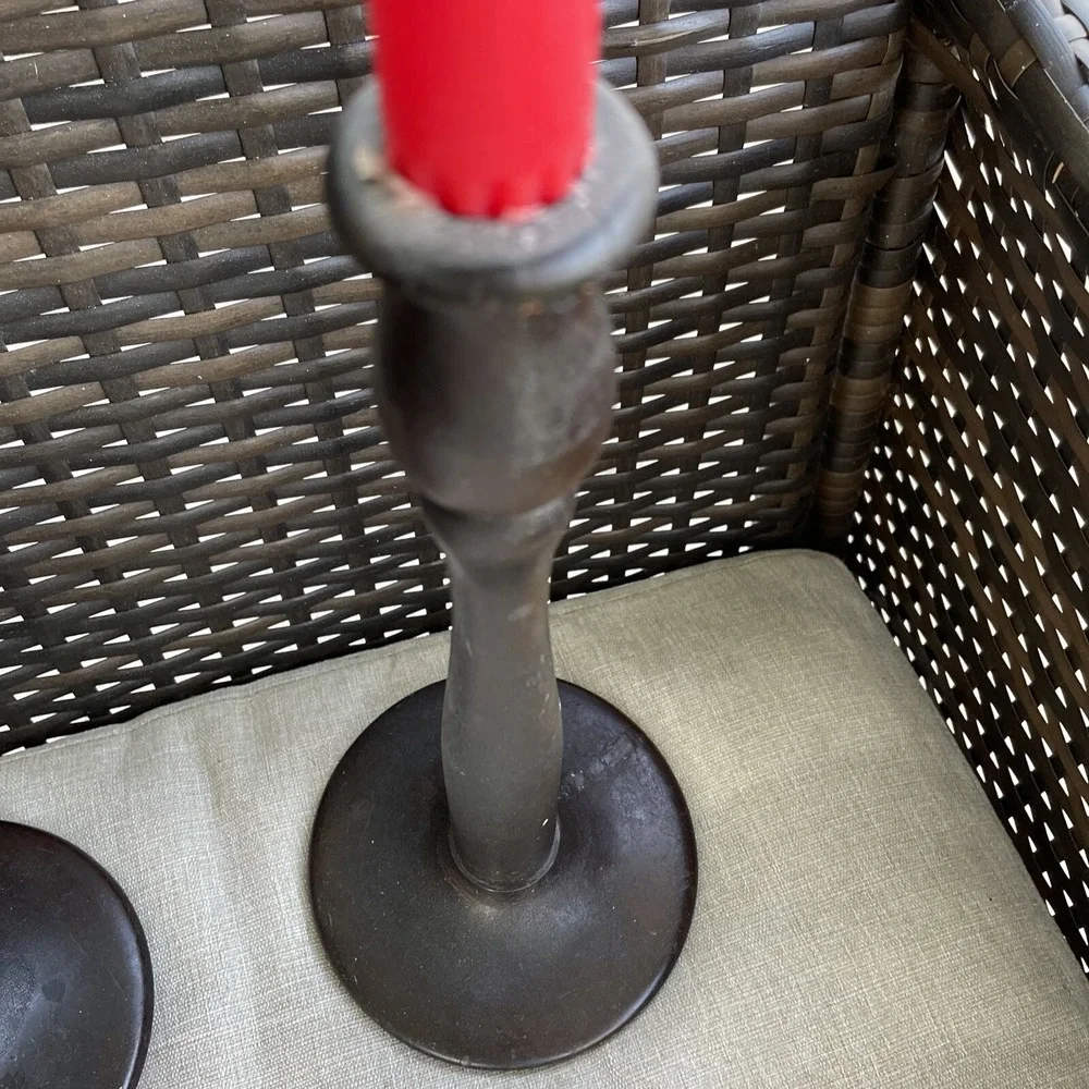 Set of 2 Vintage Wooden Candlesticks Standing Candleholder 12